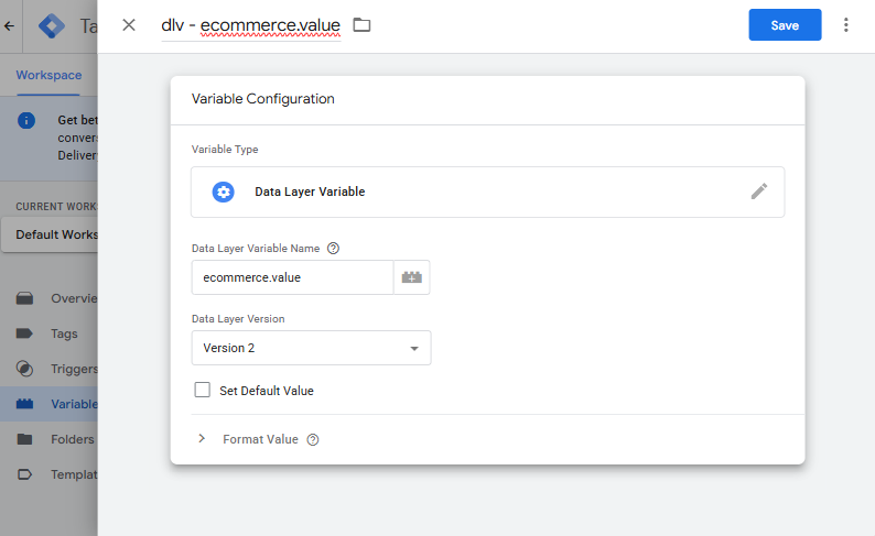 GTM ecommerce value