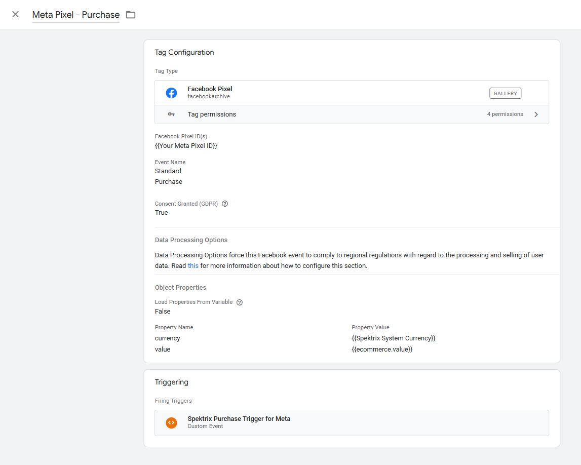 GTM transaction meta