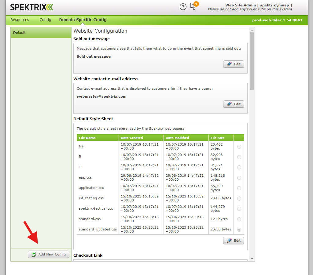 Domain specific config