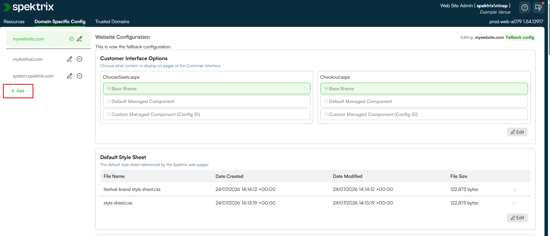 Domain specific config